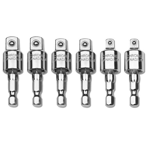 

professiona electric drills 6 pcs 360° drill socket connecting rod bit adapter 1/4inch 3/8inch 1/2inch impact driver hexagon shank set