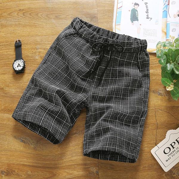 

men's shorts polyester board summer beach surf pants quick drying swimwear male swim with liner swimming trunks plaid, White;black