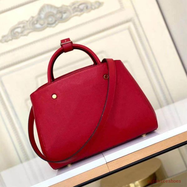 

m41048 m42746 montaigne mm bag bb embossed leather fashion womens business tote handbag cross body shoulder handle purse dust, Red;black