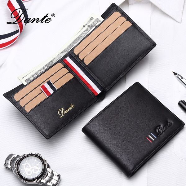 

wallet dante rfid anti theft brush men's head leather, Red;black