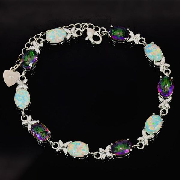 Link, catena vendita al dettaglio all'ingrosso moda fine Rinbow bianco opale di fuoco braccialetto gioielli in argento sterling 925 per le donne BAL152505