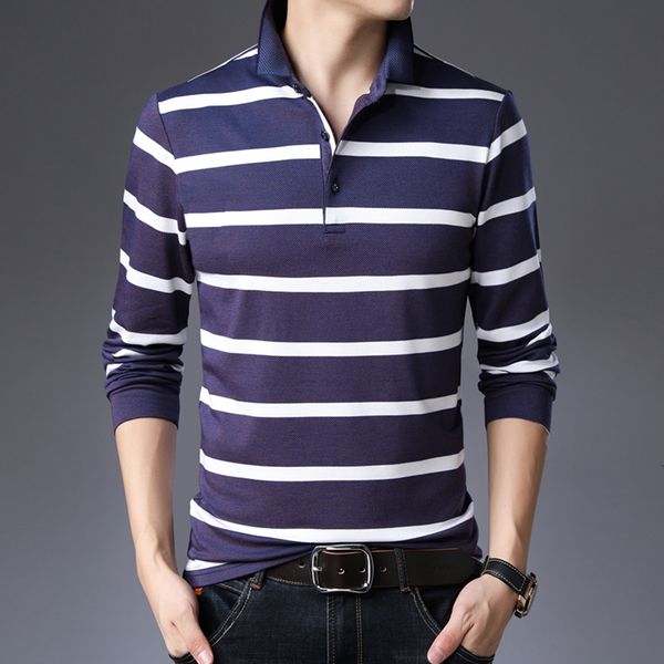 

2021 new men long sleeve fashion striped male england style shirt casual slim fit mens clothing polo 2oxh, White;black