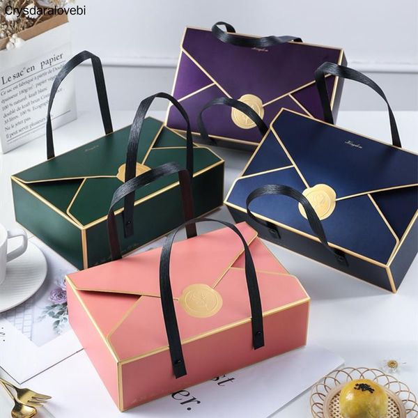 

gift wrap 5pcs 22.5*15*7cm handle paper box diy birthday wedding party biscuit egg yolk crisp packaging event spacially gfit favor