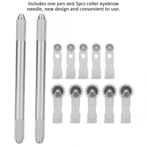 

needle roller tattoo set dual-end tattoo pen 5pcs roller eyebrow needles tattoo needle permanent microblading microneedling