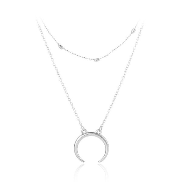 

chokers fashion jewelry necklace bohemian moon pendant multilayer punk women statement gifts for, Golden;silver