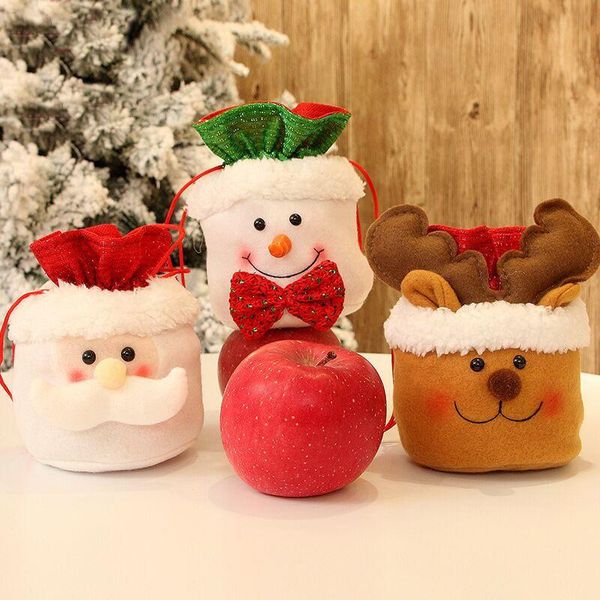 

gift wrap mini drawstring apple pocket snowman elk model bags candy pouch for christmas eve festival packaging supplies