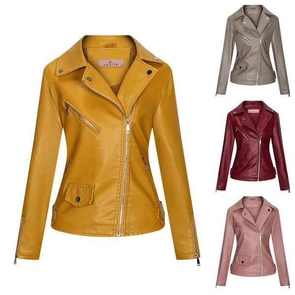 

women's leather & faux henchiry women jacket clothes spring autumn arrivals slim fashion zipper biker coat black brand high quality