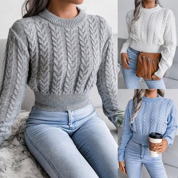 

women's sweaters 2021 autumn winter twist waist knit navel sweater clothing fall for women sueter mujer cropped, White;black