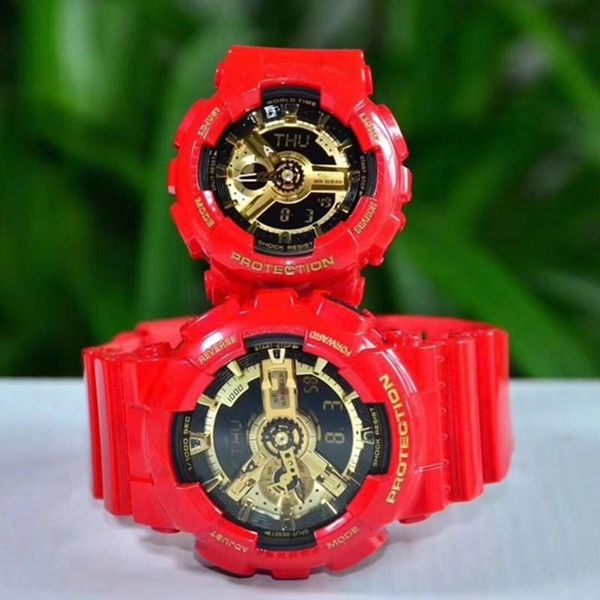 

wristwatches couple watch with box multi-time zone military sports led quartz dual display reloj hombre for drop, Slivery;brown