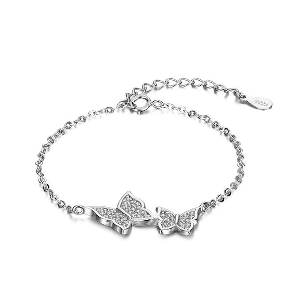 

fashion korean 925 sterling silver crysral butterfly charm bracelet &bangle for women wedding jewelry sl116, Black