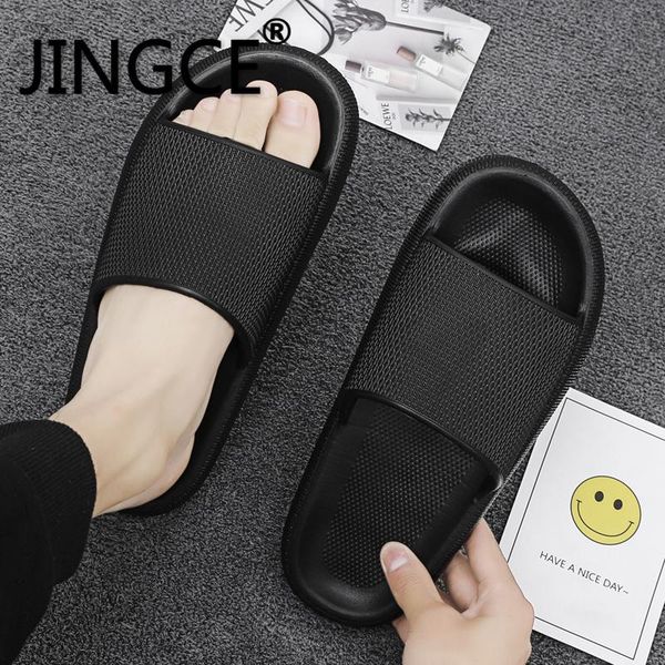 

slippers 2021 summer men trend a word procrastinates thick bottom home indoor and outdoor wear non-slip with sandals, Black