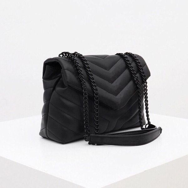 

2021 luxury handbag shoulder bag brand LOULOU Y-shaped designer seam leather ladies metal Chain high quality clamshell messenger gift box wholesale, Silver