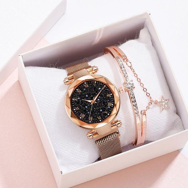 

wristwatches luxury women watches magnetic starry sky female clock quartz wristwatch fashion ladies wrist watch relogio feminino, Slivery;brown