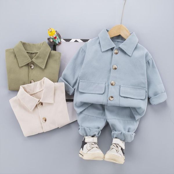 

0 5 years spring boy clothing set casual fashion active solid coat pant kid children baby toddler, White