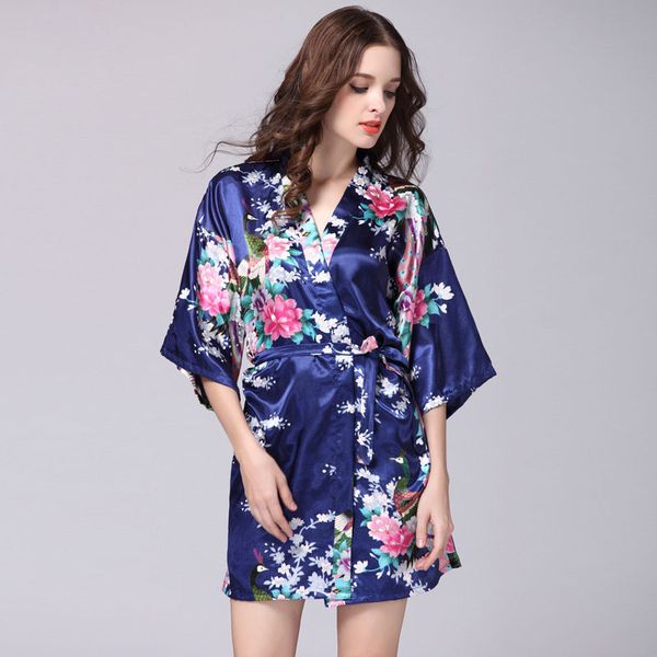 

ladies pyjama ice silks silk v-neck nightgown summer sleeves peacock pajamas casual home wear wholesale, Black;white