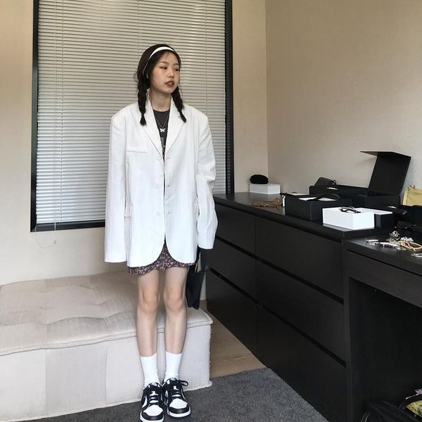 

women's suits & blazers net red white suit coat 2021 spring and autumn versatile casual loose small temperament thin top, White;black