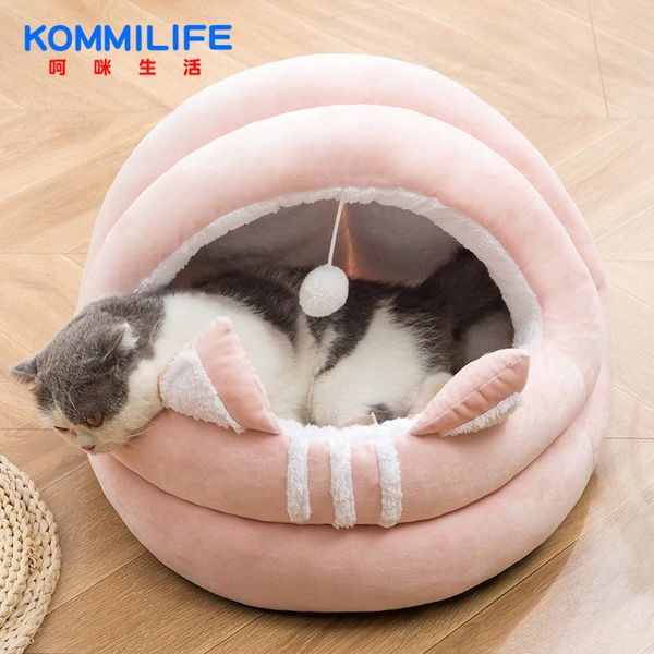 

cat beds & furniture cute yurt bed house soft round plush dog sofa mat for dogs winter warm sleeping nest puppy kennel pet cushion