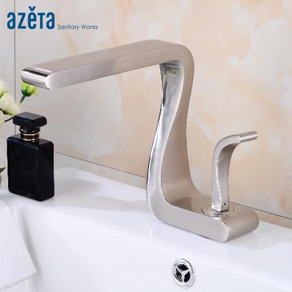 

bathroom sink faucets azeta special design basin faucet brushed nickel tap deck mounted brass single handle mixer taps at5606bn
