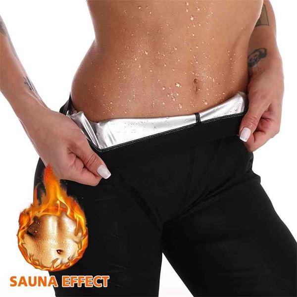 

waist trainers sweat sauna pants body shaper slimming pants women waist trainer tummy thermo sweat leggings fitness workout 210810, Black;white