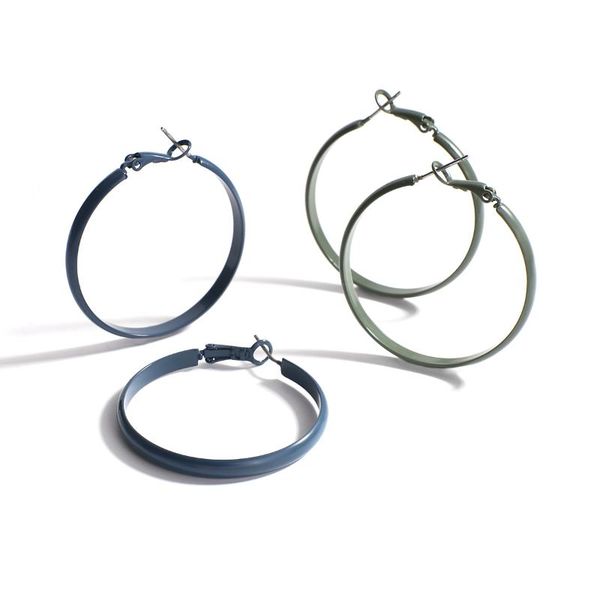 

hoop & huggie aensoa candy colors round alloy big earrings for women girls 2021 trendy geometric circle charm earring statement jewelry, Golden;silver