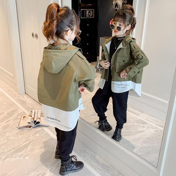 

girls' coat autumn clothing 2021 new children's princess trench coat western style mid-length korean style, Blue;gray