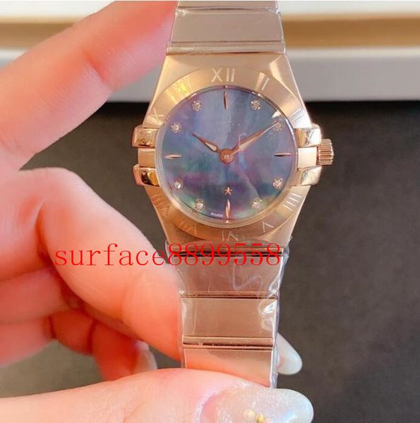 

fashion ladies luxury quartz watch designer classic constellation series rose gold mother-of-pearl case casual business 211, Slivery;brown