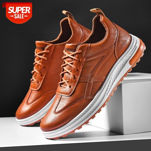 

leather shoes men 2021 new casual shoes men slip on lace up comfortable sneakers outdoor walking flats chaussure homme #xd60
