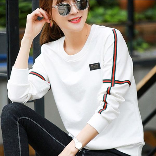 

women's t-shirt spring and autumn long sleeve korean loose fashion temperament top, White