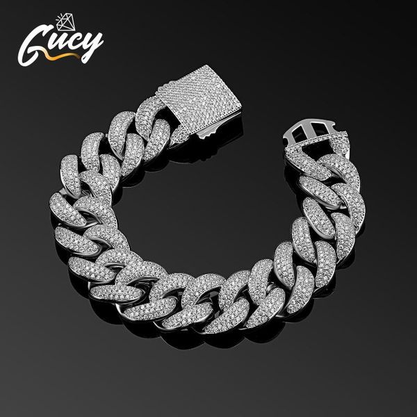 

link, chain gucy 18mm cuban bracelet 5a+ iced out cubic zirconia bracelets for women luxury hip hop jewelry, Black