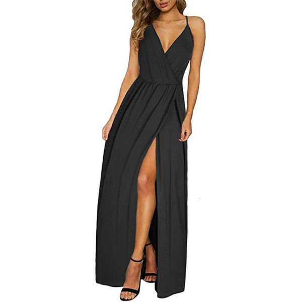 

buy century women's solid color v-neck suspender dress, Gray