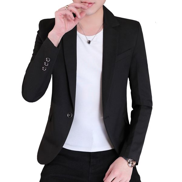 

2021 new mens blazers coat slim fit one button suit business casua blackl blazer wedding prom dinner suits male korean style 7xza, White;black