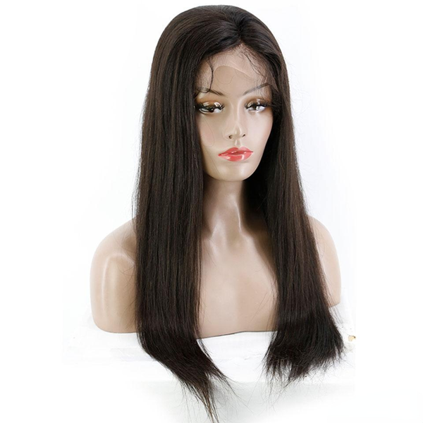 

24inch brazilian straight long 13x4 lace front wig human hair natural color wigs for women non-remy 150% density, Black