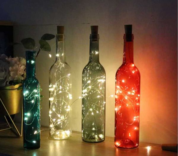 

copper wire led wine bottle light string solar powered waterproof copper cork shaped lights for wedding christmas outdoor