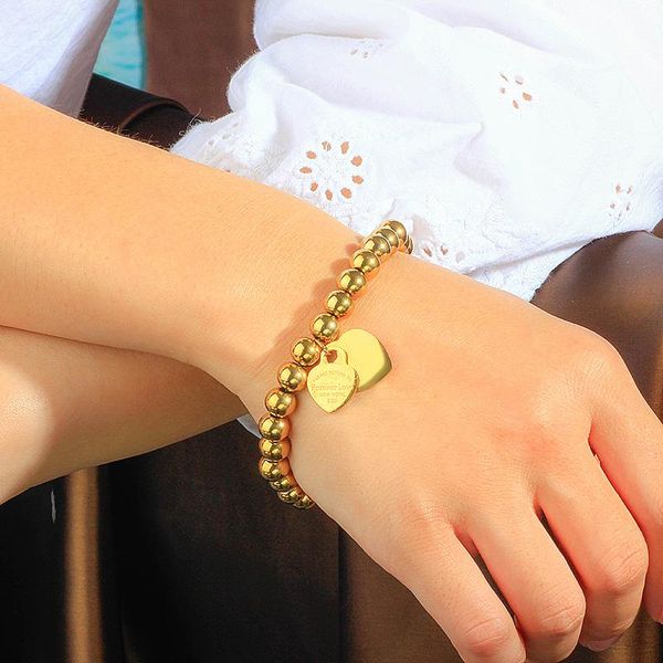 

charm bracelets baoyan lock beaded bracelet fashion gold/silver/rose gold metal heart maria lover jewelry for women, Golden;silver