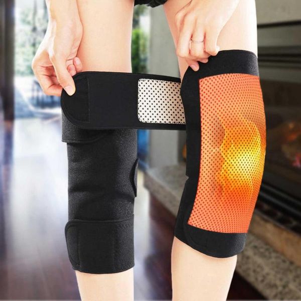 

elbow & knee pads high elasticity self-heating adjustable brace wrap winter warm for jogging cycling football basketball sport, Black;gray