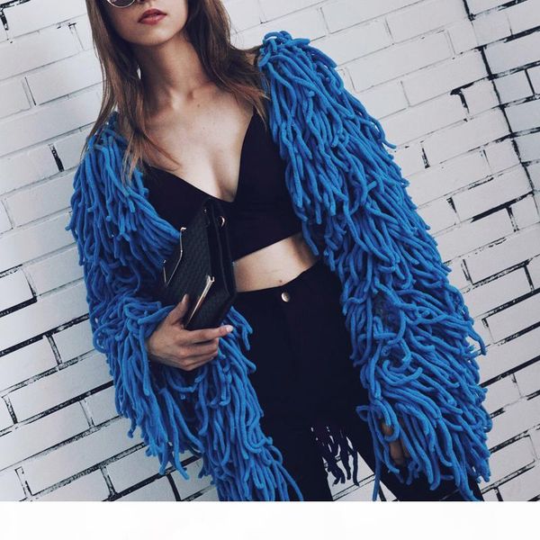 

warm knitting shaggy jacket coat women sweater soft black female overcoat autumn winter hairy faux fur coat cardigan 6q0241
