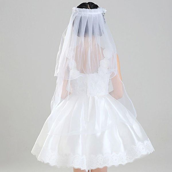 

hair accessories l93f children girls little princess hairband one layer tulle bridal veils flowers garland wedding party wreath headband sol, Slivery;white