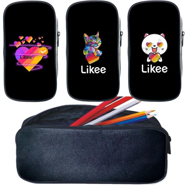 

cosmetic bags & cases likee pencil case russia video app girls heart cat funny box makeup bag cute pencilcase
