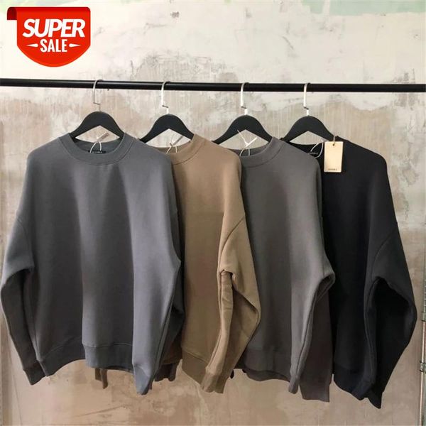 

winter season 6 round-neck loose sweatshirts kanye west solid colors men women sweatshirts cotton vintage harajuku thick sweater #bo3n, Black