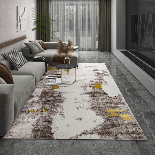 Teppiche Luxus Teppich für Wohnzimmer Große 200x300 Dekor Abstrakt Grau Gelb Teppich Schlafzimmer Moderne Bodenmatte Nordic Home Soft3034