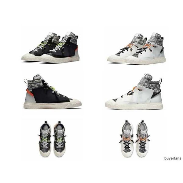 

shoesblazer mid japanese brand designer co-branded shoes, graphic radial variation black white gray camouflage pattern fashion men womena23