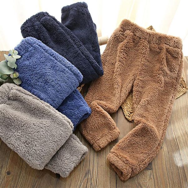 

trousers 2021 winter children plush warm solid color casual pants, Blue