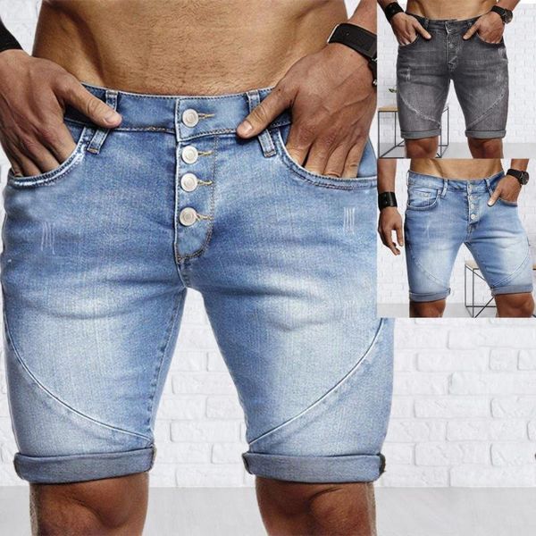 

men's shorts chic short pants button up straight solid color denim, White;black