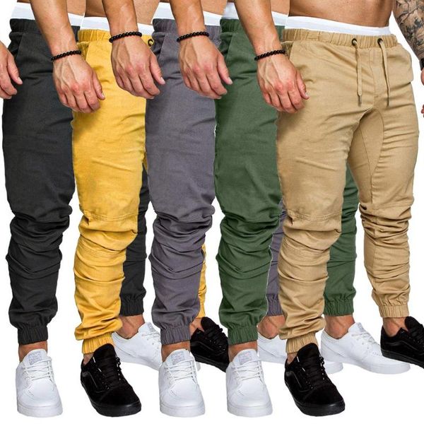 

men's pants brand men long trousers 2021 autumn fashion solid color joggers pant hip hop streetwear casual anti-dirty khaki overalls, Black