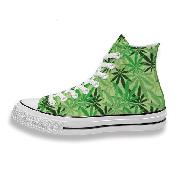 

custom printed green gradient morphine leaf sneakers high mens womens running sho skateboard diy trainers canvas casual shoe