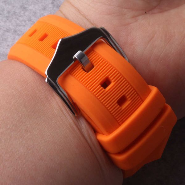 

watchband 12mm 14mm 16mm 18mm 19mm 20mm 22mm 24mm black white red orange blue silicone rubber diver watch band straps waterproof h0915, Silver