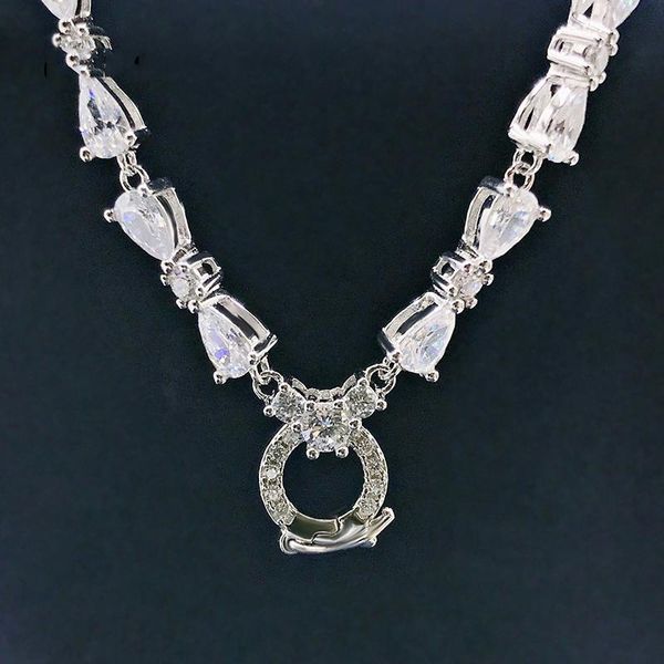 

chains djmax 100% 925 sterling silver full high carbon diamond necklace for women sparkling wedding party fine jewelry wholesale