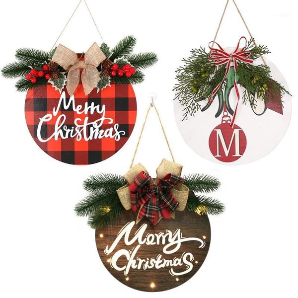

christmas decorations 2022 wooden door hanging merry tree ornaments for home wall happy year navidad pendants