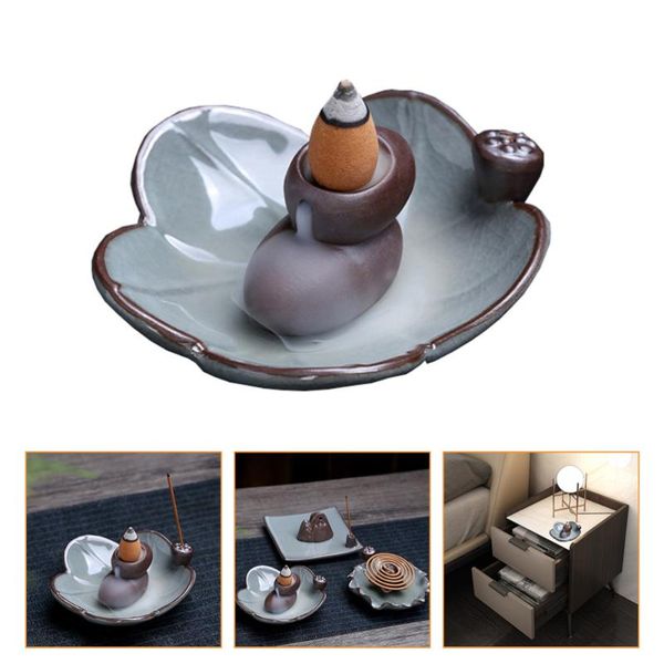 

fragrance lamps incense burner decorative ceramic deskholder (grey)