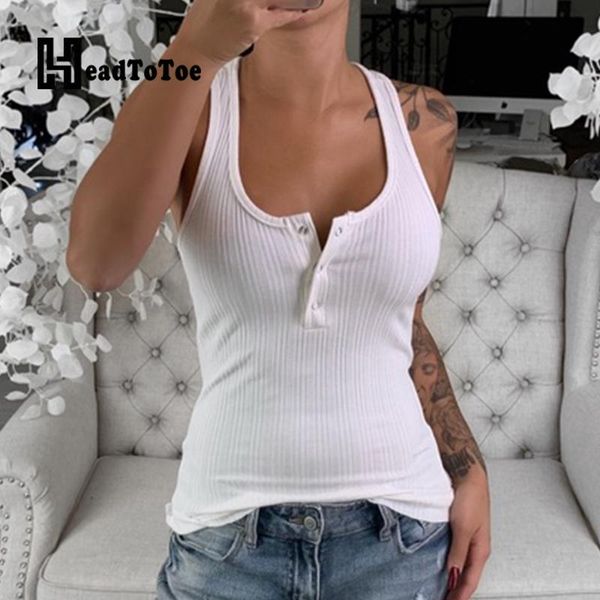 

women's tanks & camis solid sleeveless buttoned women tank, White